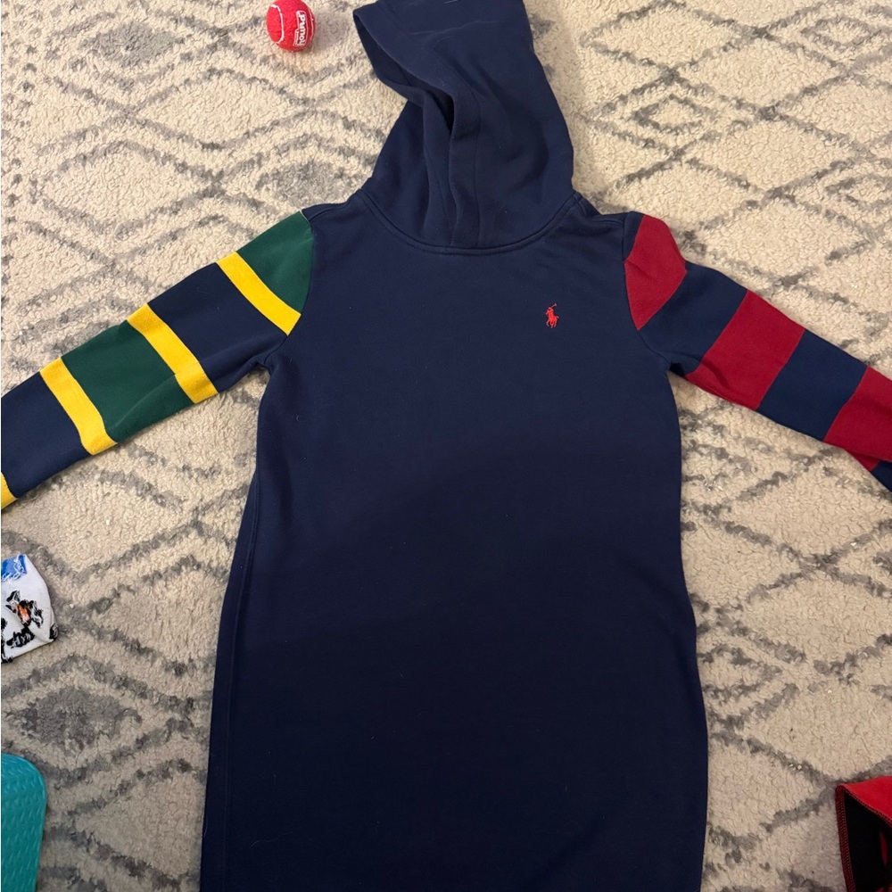Polo by Ralph Lauren Blue and Green Hoodie with Colorful Stripes